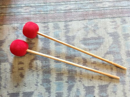 Mallet wood/felt small -round head, red